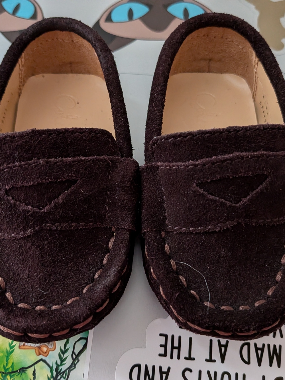 Cole Haan Kids Dark Brown Suede Penny Loafers
